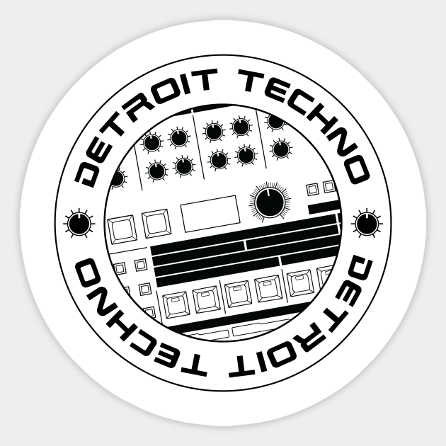 909 Drum Machine Circle: Detroit Techno Sticker by Atomic Malibu